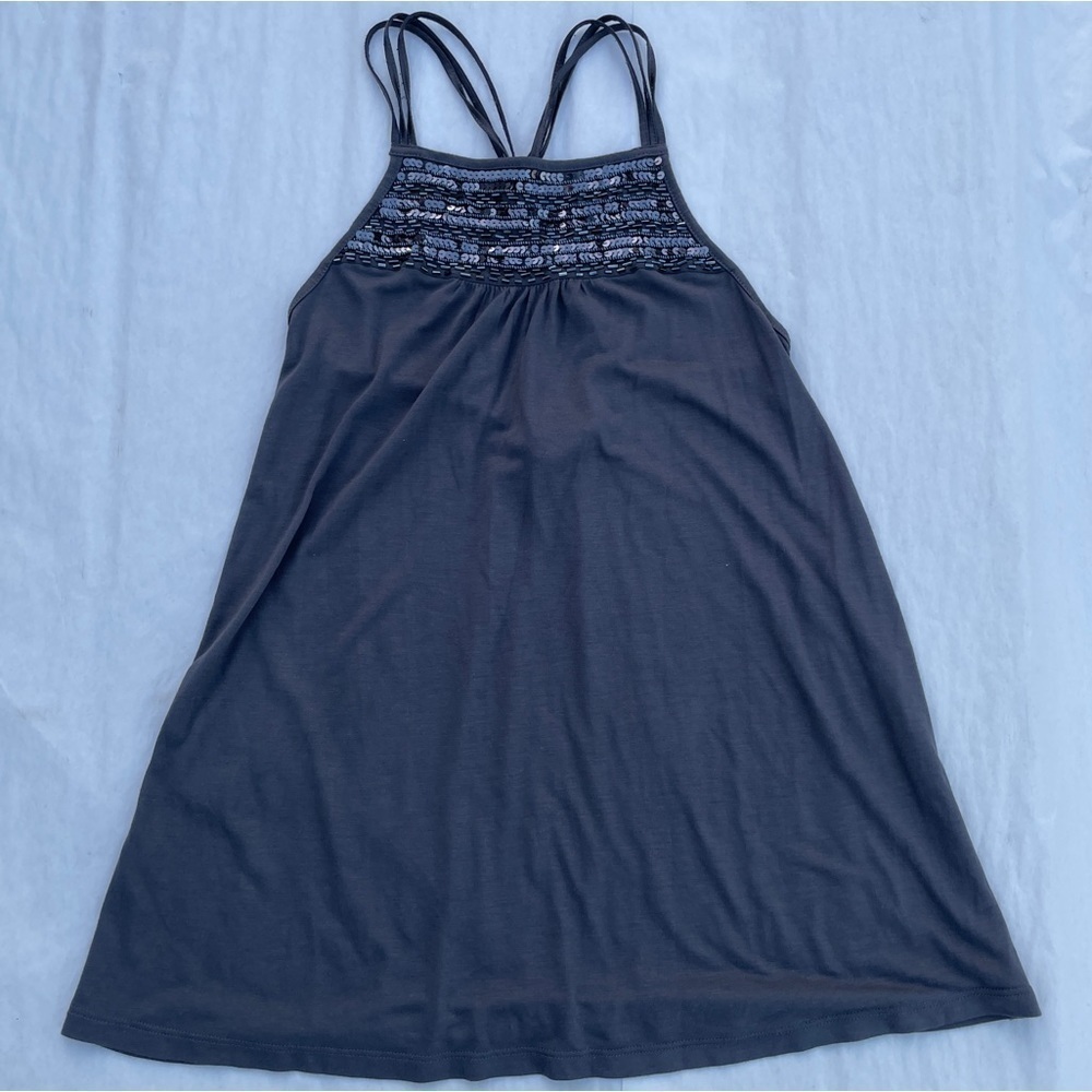 Express beaded neck knit satin twist strap tank top Sz XS